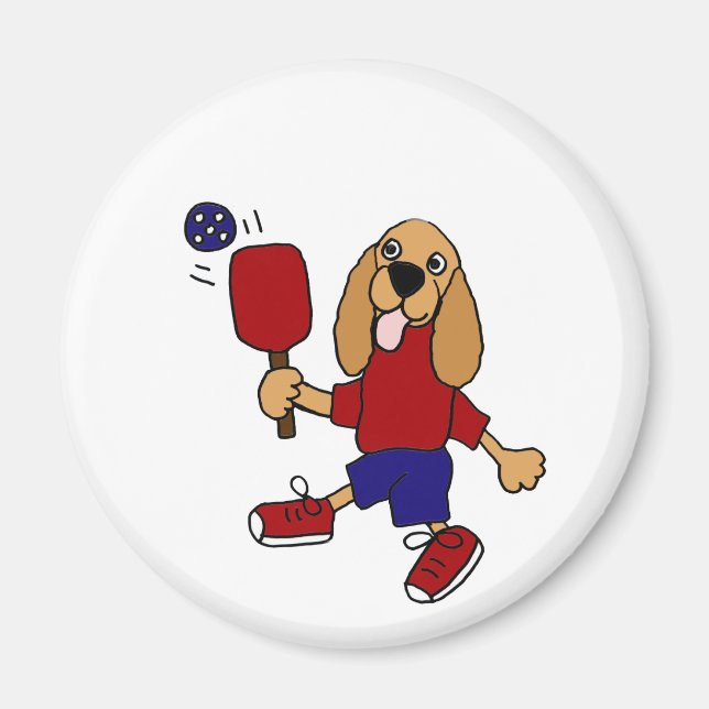CV - Cocker Spanisch Playing Pickleball Cartoon Magnet (Vorne)
