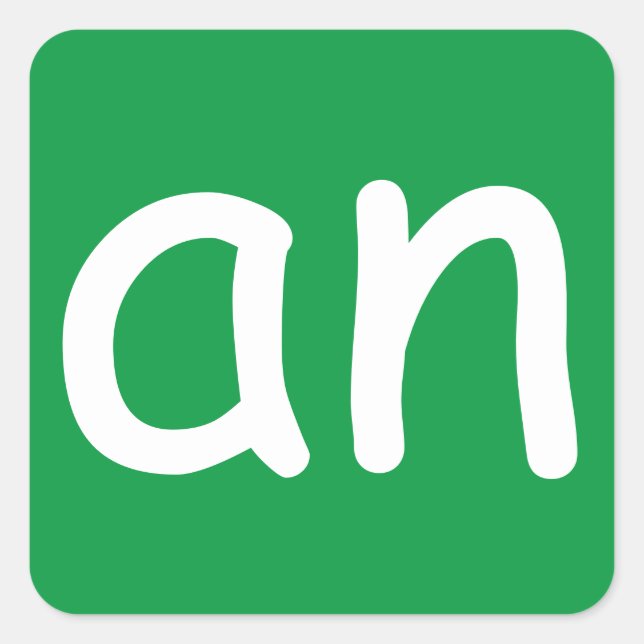 CVC-Wörter "an"-Aufkleber Quadratischer Aufkleber (Vorderseite)