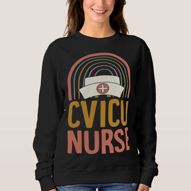 CVICU Nurse Boho Bohemian Rainbow Nursing School Sweatshirt (Vorderseite)