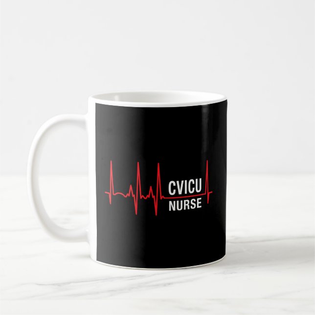 Cvicu Nurse Cardiovasculäre Icu Nurse Heartbeat Kaffeetasse (Links)