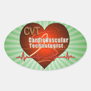 CVT HEART LOGO Kardiovaskulärer Technologe Ovaler Aufkleber