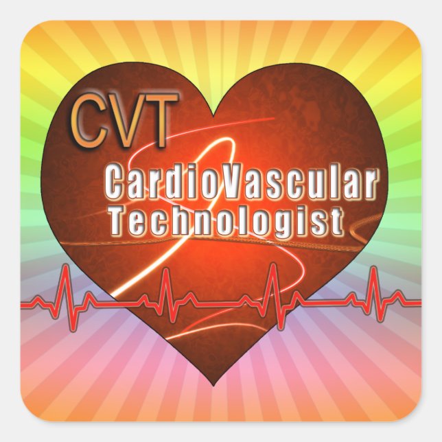 CVT HEART LOGO Kardiovaskulärer Technologe Quadratischer Aufkleber (Vorderseite)