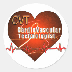 CVT HEART LOGO Kardiovaskulärer Technologe Runder Aufkleber