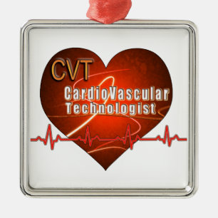 CVT HEART LOGO Kardiovaskulärer Technologe Silbernes Ornament