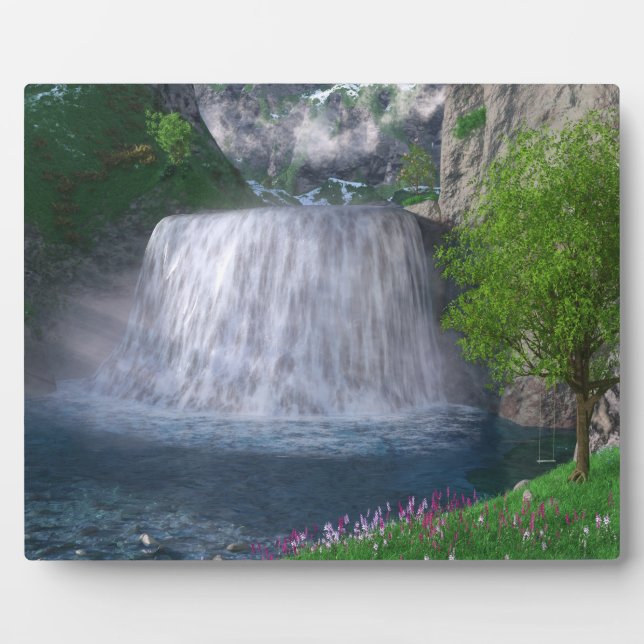 Cwm Waterfall Foto Plaque Fotoplatte (Vorderseite)