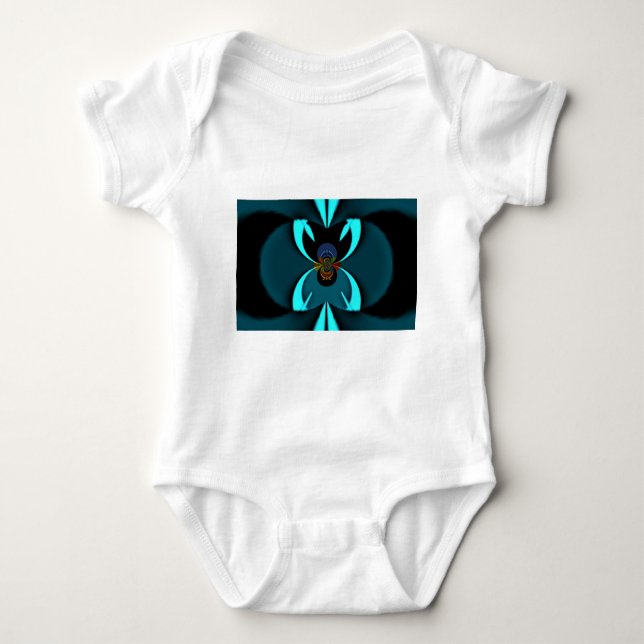 Cyan Abstrakt Art Print Baby Strampler (Vorderseite)