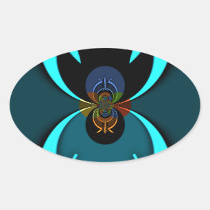 Cyan Abstrakt Art Print Ovaler Aufkleber