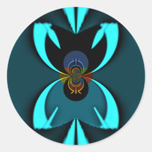 Cyan Abstrakt Art Print Runder Aufkleber
