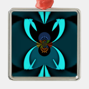 Cyan Abstrakt Art Print Silbernes Ornament
