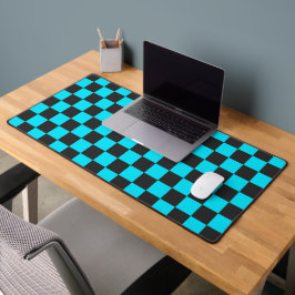 Cyan and charcoal checkerboard pattern schreibtischunterlage