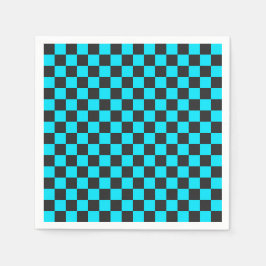 Cyan and charcoal checkerboard pattern serviette