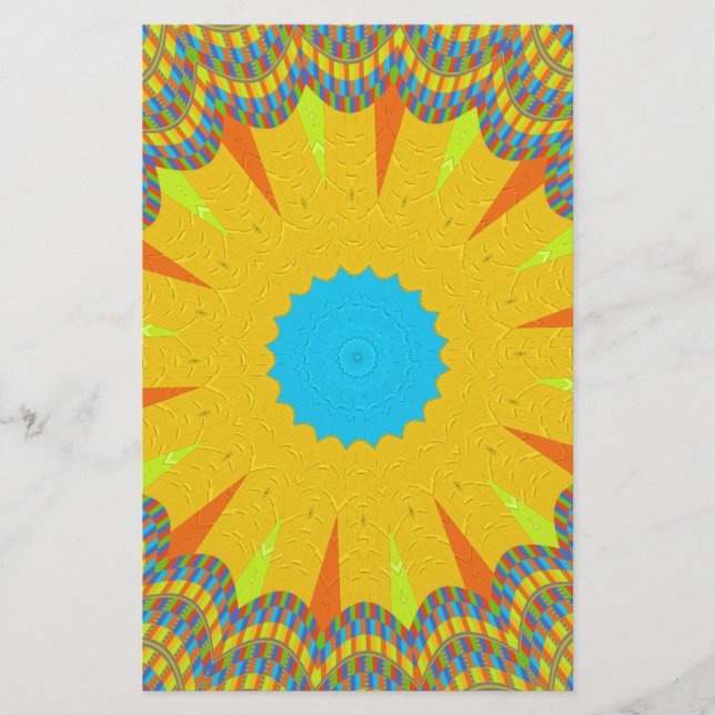 Cyan and Gold Mandala Art Print Briefpapier (Vorderseite)