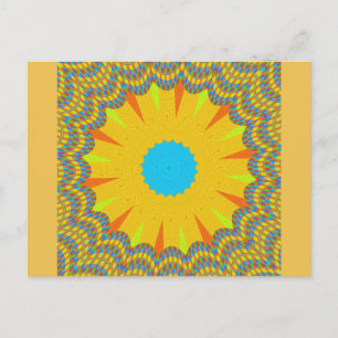 Cyan and Gold Mandala Art Print Postkarte