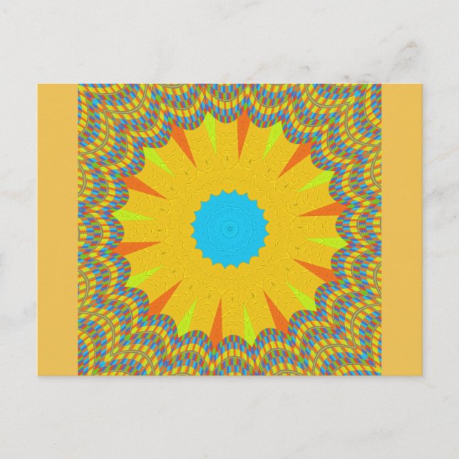 Cyan and Gold Mandala Art Print Postkarte (Vorderseite)
