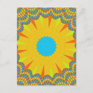 Cyan and Gold Mandala Art Print Postkarte