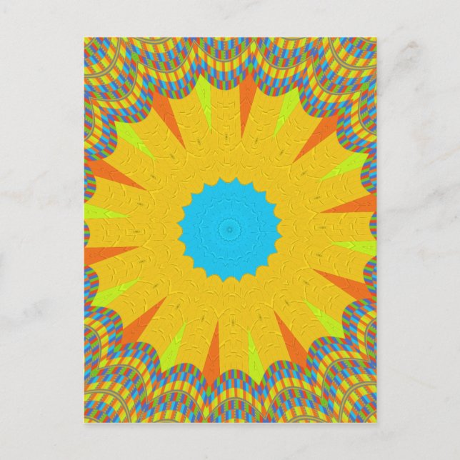 Cyan and Gold Mandala Art Print Postkarte (Vorderseite)