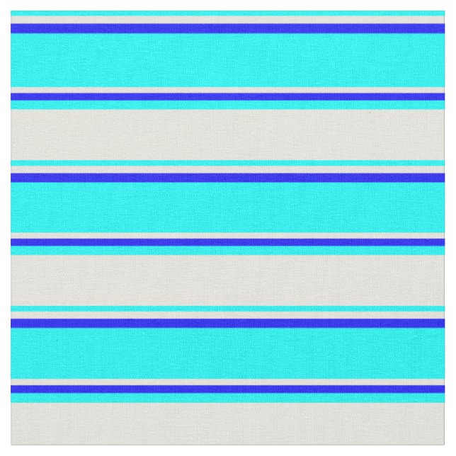 Cyan, Beige & Blau Streifen Muster Stoff (Nahaufnahme)
