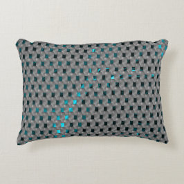 Cyan-Bild unter grauen Tellern, rechteckige Formen Dekokissen