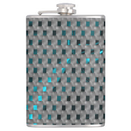 Cyan-Bild unter grauen Tellern, rechteckige Formen Flachmann