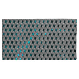 Cyan-Bild unter grauen Tellern, rechteckige Formen Kissenbezug