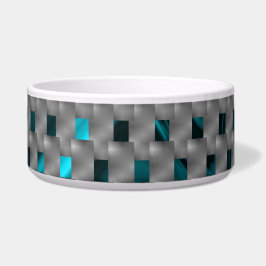 Cyan-Bild unter grauen Tellern, rechteckige Formen Napf