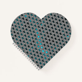 Cyan-Bild unter grauen Tellern, rechteckige Formen Notizbuch