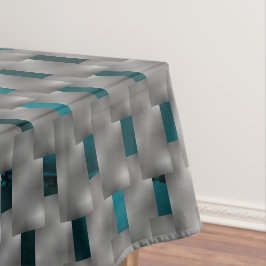 Cyan-Bild unter grauen Tellern, rechteckige Formen Tischdecke