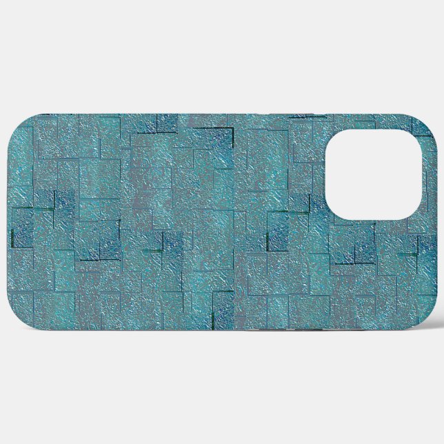 Cyan bis grau texturförmige mosaikförmige Ausschni Case-Mate iPhone Hülle (Rückseite (Horizontal))