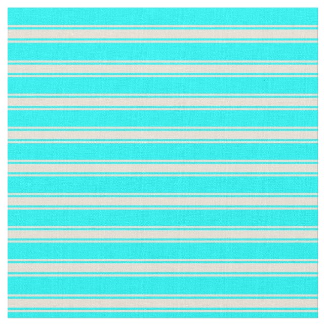 Cyan & Bisque Streifen/Linke Muster Stoff (Nahaufnahme)
