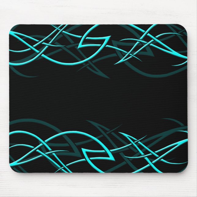 Cyan-blau auf schwarzer "Eleganz" Mousepad (Vorne)