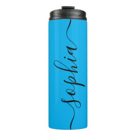 Cyan Blau Schwarzes Skript benutzerdefinierter the Thermosbecher