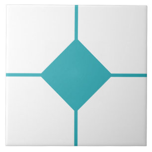 Cyan-Blau-Weiß-Diamantkreuz Fliese