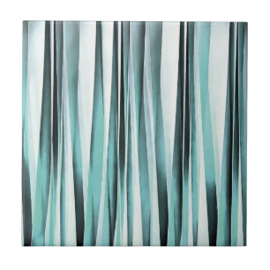 Cyan Blaue Ozean-Streifenlinien-Muster Fliese