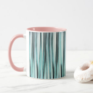 Cyan-blauer blauer Ozean Stripey zeichnet Muster Tasse
