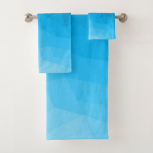 Cyan-blauer Farbverlauf geometrisches Netz helles Badhandtuch Set
