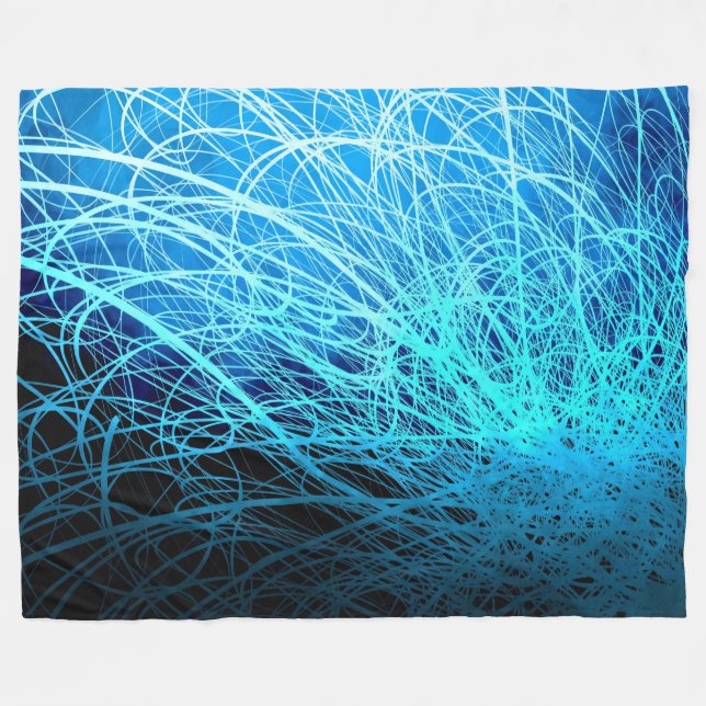 Cyan-blaues lineares Explosion2 - Fleece-Decke Fleecedecke (Vorderseite (Horizontal))
