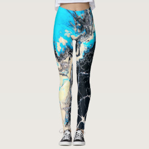 Cyan-blaues und flüssiges Acrylfarbe Leggings