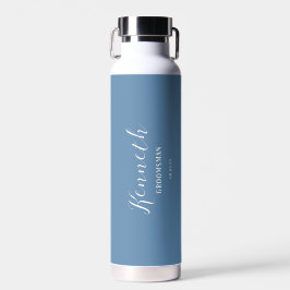 Cyan Blue and White Modern Monogram Bachelor Trinkflasche