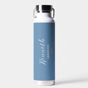Cyan Blue and White Modern Monogram Bachelor Trinkflasche