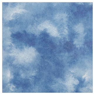 Cyan-Blue Aquarell-Waschpoplin-Polyester- Stoff