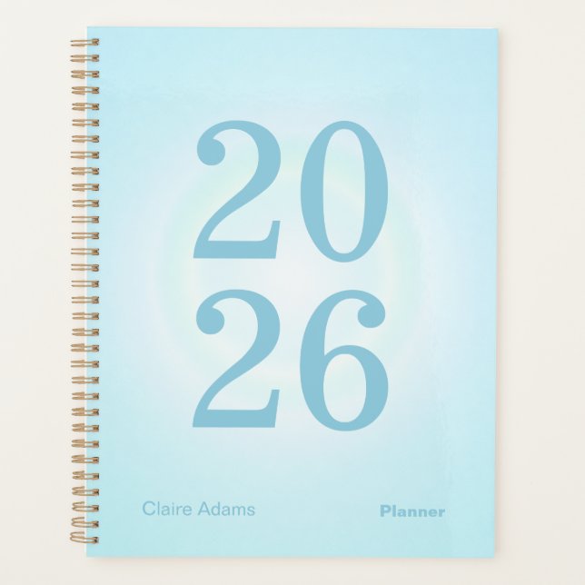Cyan Blue Aura Big Year Planner Planer (Vorderseite)