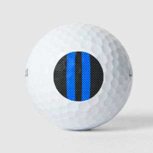 Cyan Blue Carbon Fibre Racing Stripes Golfball