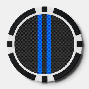 Cyan Blue Carbon Fibre Racing Stripes Pokerchips