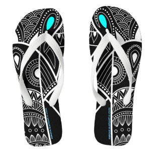 Cyan Blue Eye Schwerwiegender Elefant Flip Flops