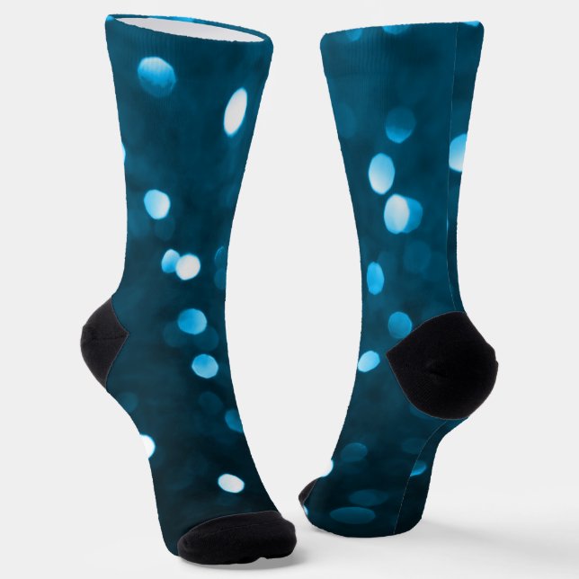 Cyan Blue Funkelnd Bokeh Abstrakt Socken (Gewinkelt)