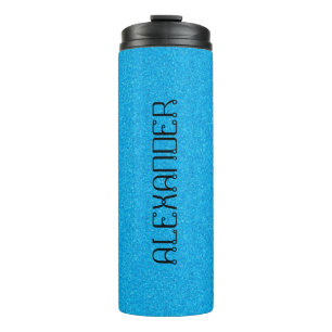 Cyan Blue Glitzer Chic Pattern Mame Personalisiert Thermosbecher