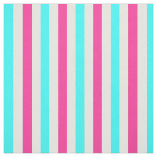 Cyan Blue Pink White Stripes Stoff
