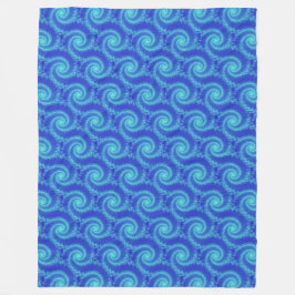 Cyan Blue Spiral Fraktal Pattern Fleecedecke