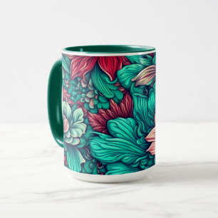 Cyan-Blume Surreal-Blüten Tasse