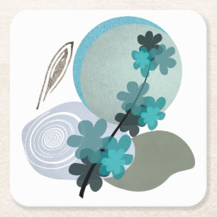 Cyan Boho Rechteckiger Pappuntersetzer